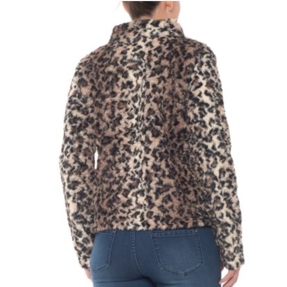 dylan long sleeve faux fur jacket leopard print - Picture 3 of 12